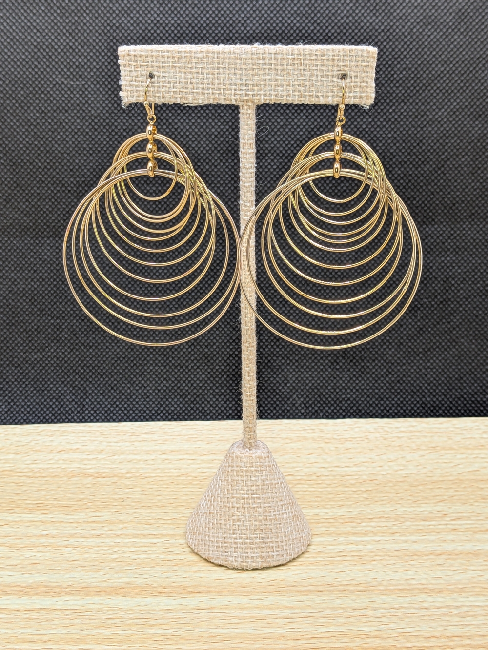 Gold Multi-Hoop Statement Earrings - Layered Tier Hoop Design
